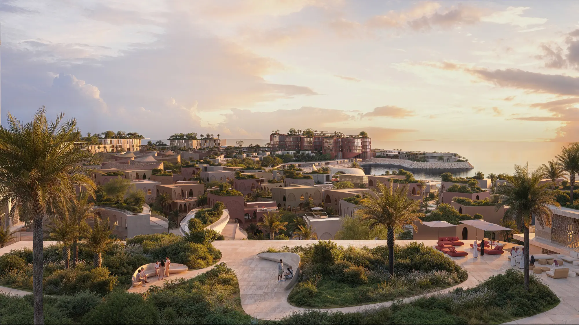 Landscaped promenade at Mira Coral Bay