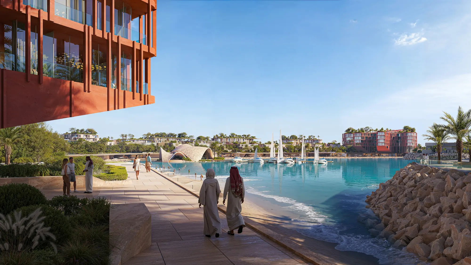 Waterfront swimming pool at Mira Coral Bay